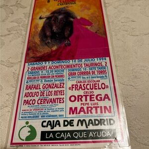 1994 vintage‎ Colorful Bullfighting Poster
